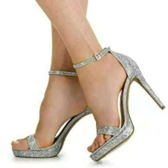 Thalia Sodi Lissy Platform Evening Sandals Silver Bling -9.5 - Picture 6 of 9